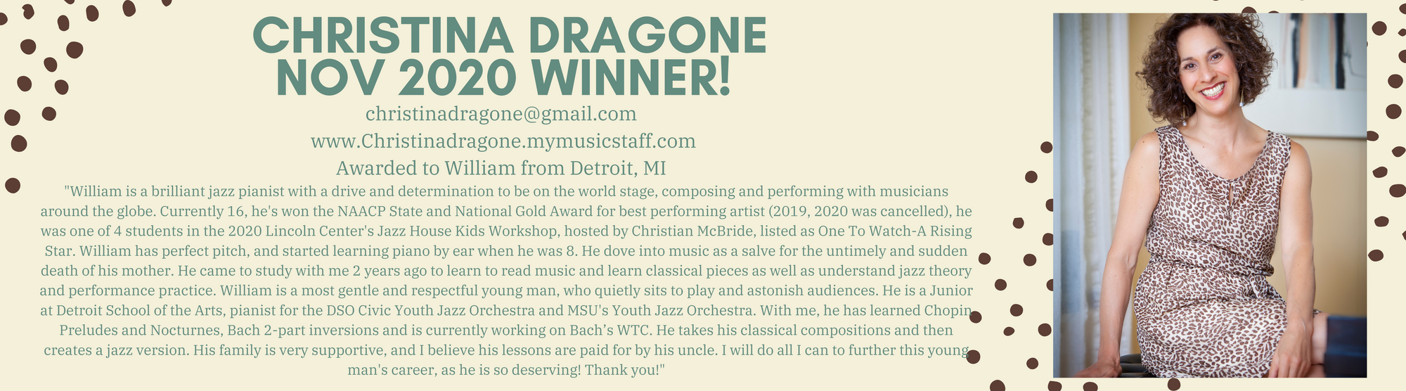 Christina Dragone Nov 2020 Winner 