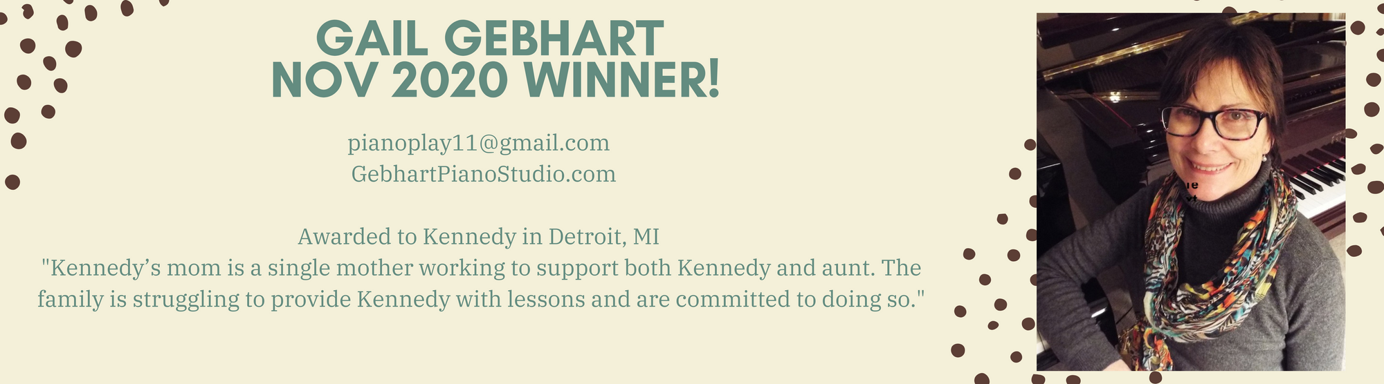 Gail Gebhart Nov 2020 Winner