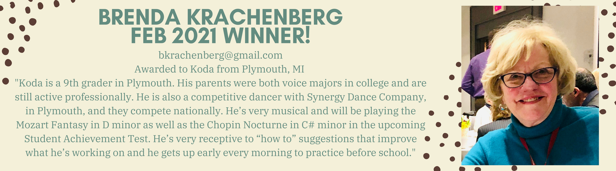 Brenda Krachenberg Feb 2021 Winner